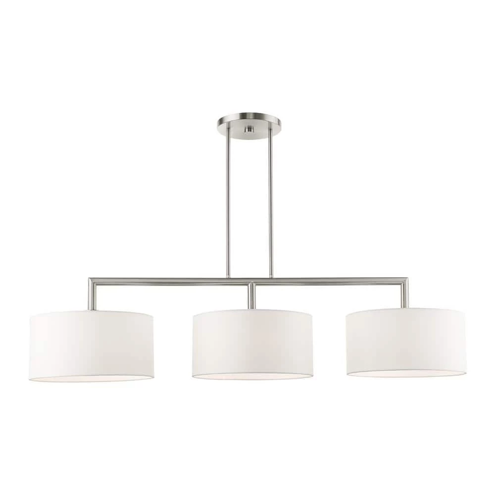 Meridian 3 Light Brushed Nickel Linear Chandelier by Livex Lighting 1 Meridian 3 Light Brushed Nickel Linear Chandelier by Livex Lighting