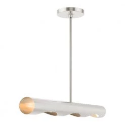 Novato 3-Light Brushed Nickel Linear Pendant with Gold Accents by Livex Lighting -Livex Lighting shop brushed nickel livex lighting chandeliers 45897 91 44 1000