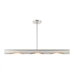 Novato 3-Light Brushed Nickel Linear Pendant with Gold Accents by Livex Lighting -Livex Lighting shop brushed nickel livex lighting chandeliers 45897 91 76 1000