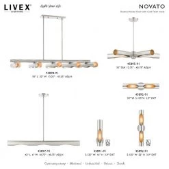 Novato 3-Light Brushed Nickel Linear Pendant with Gold Accents by Livex Lighting -Livex Lighting shop brushed nickel livex lighting chandeliers 45897 91 d4 1000