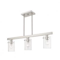 Munich 3-Light Brushed Nickel Linear Chandelier with Clear Glass Shades by Livex Lighting -Livex Lighting shop brushed nickel livex lighting chandeliers 46153 91 44 1000