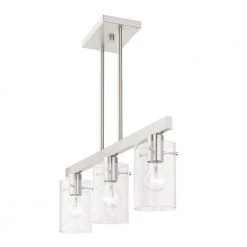 Munich 3-Light Brushed Nickel Linear Chandelier with Clear Glass Shades by Livex Lighting -Livex Lighting shop brushed nickel livex lighting chandeliers 46153 91 4f 1000