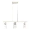 Munich 3-Light Brushed Nickel Linear Chandelier with Clear Glass Shades by Livex Lighting