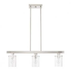 Munich 3-Light Brushed Nickel Linear Chandelier with Clear Glass Shades by Livex Lighting -Livex Lighting shop brushed nickel livex lighting chandeliers 46153 91 c3 1000
