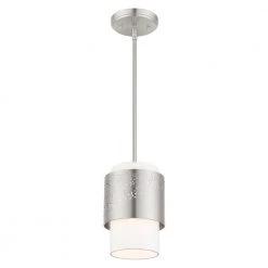 Noria 1 Light Brushed Nickel Pendant by Livex Lighting 17 Noria 1 Light Brushed Nickel Pendant by Livex Lighting -Livex Lighting shop brushed nickel livex lighting chandeliers 46259 91 44 1000