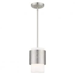 Noria 1 Light Brushed Nickel Pendant by Livex Lighting