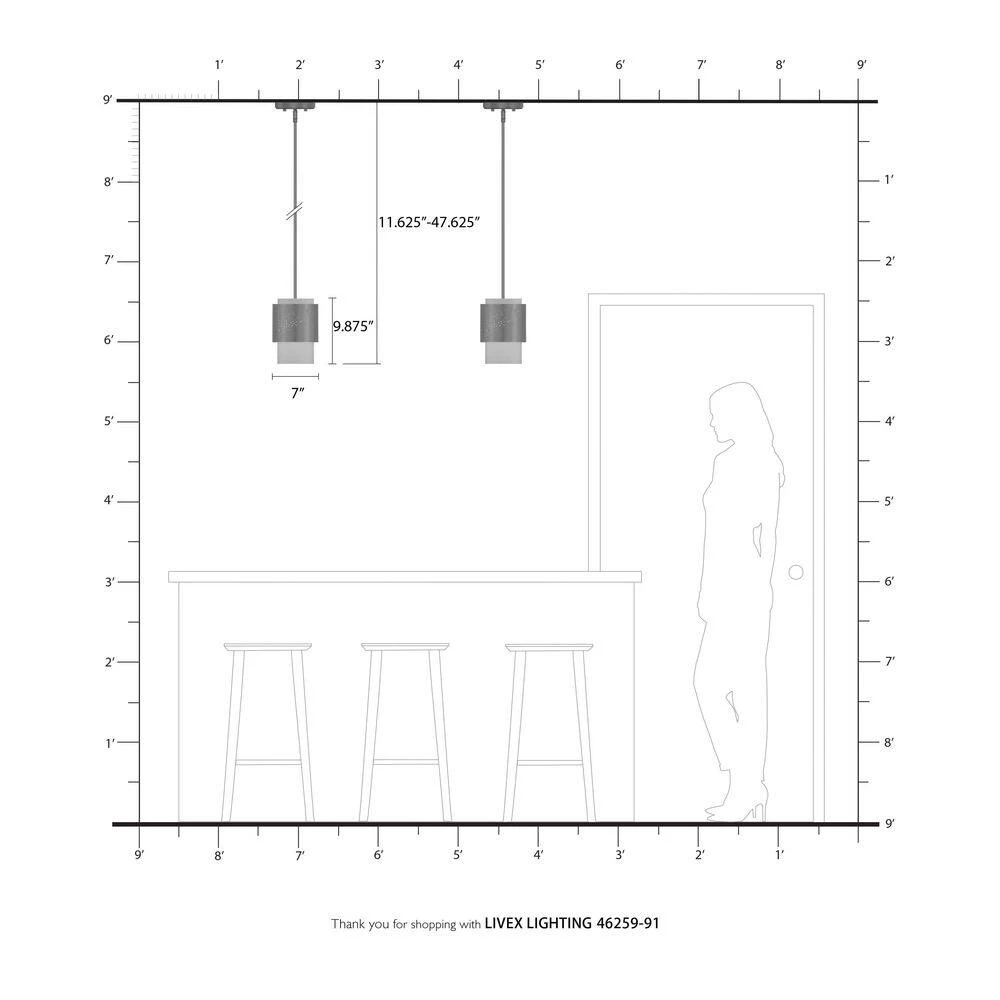 Noria 1 Light Brushed Nickel Pendant by Livex Lighting 4 Noria 1 Light Brushed Nickel Pendant by Livex Lighting - Image 4