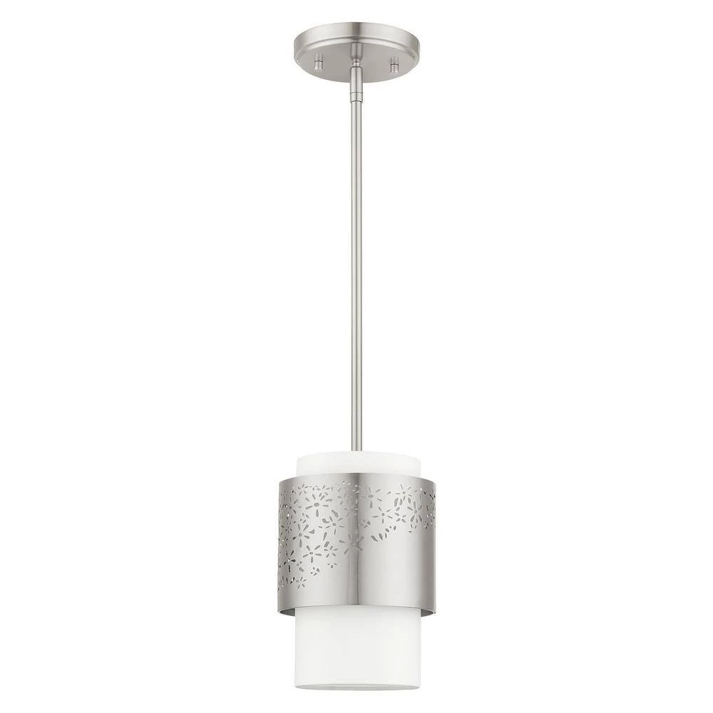 Noria 1 Light Brushed Nickel Pendant by Livex Lighting 5 Noria 1 Light Brushed Nickel Pendant by Livex Lighting - Image 5
