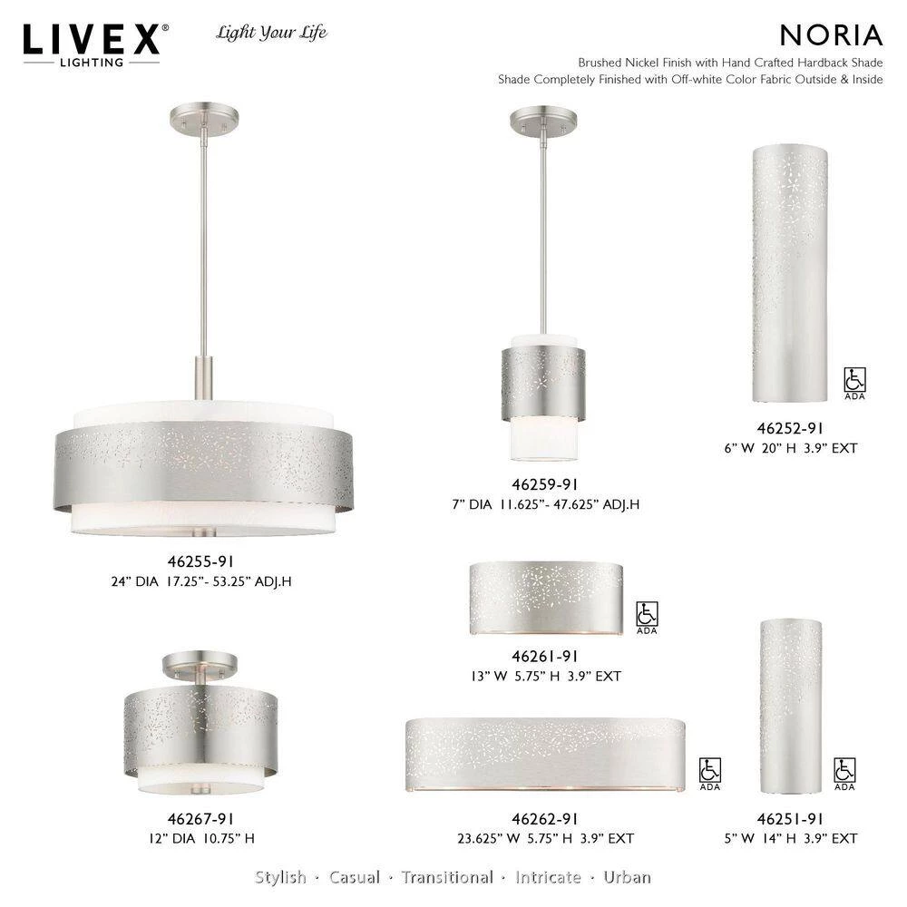 Noria 1 Light Brushed Nickel Pendant by Livex Lighting 10 Noria 1 Light Brushed Nickel Pendant by Livex Lighting - Image 10