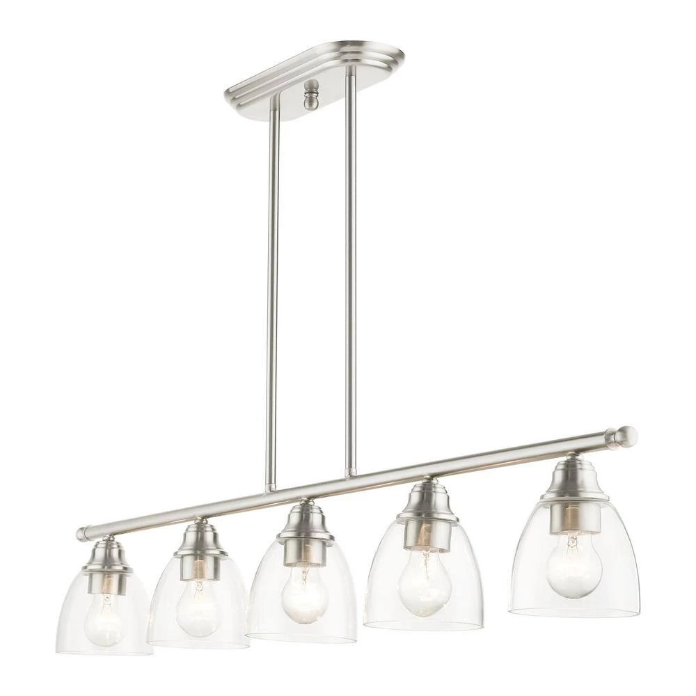 Montgomery 5 Light Brushed Nickel Linear Chandelier by Livex Lighting 7 Montgomery 5 Light Brushed Nickel Linear Chandelier by Livex Lighting - Image 7