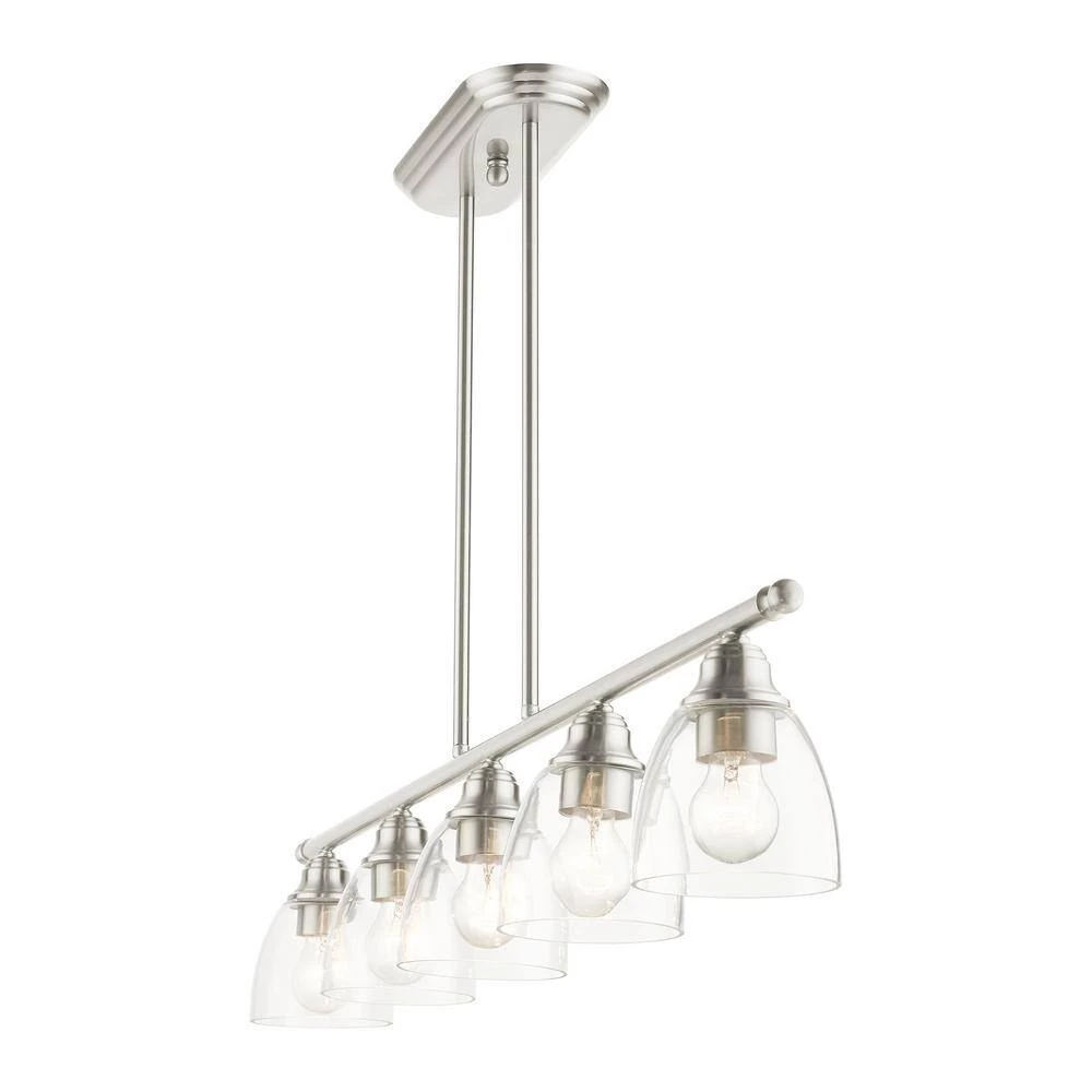 Montgomery 5 Light Brushed Nickel Linear Chandelier by Livex Lighting 8 Montgomery 5 Light Brushed Nickel Linear Chandelier by Livex Lighting - Image 8