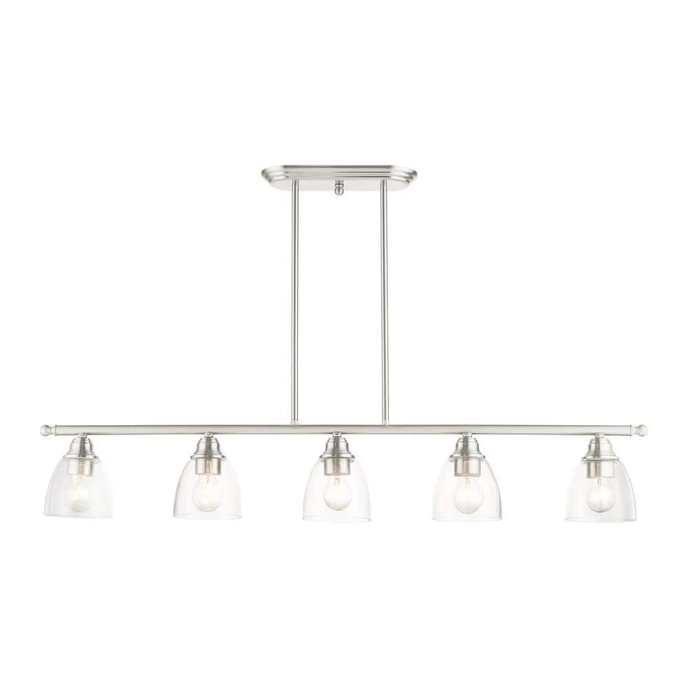 Montgomery 5 Light Brushed Nickel Linear Chandelier by Livex Lighting 6 Montgomery 5 Light Brushed Nickel Linear Chandelier by Livex Lighting - Image 6