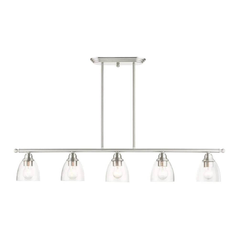 Montgomery 5 Light Brushed Nickel Linear Chandelier by Livex Lighting 1 Montgomery 5 Light Brushed Nickel Linear Chandelier by Livex Lighting