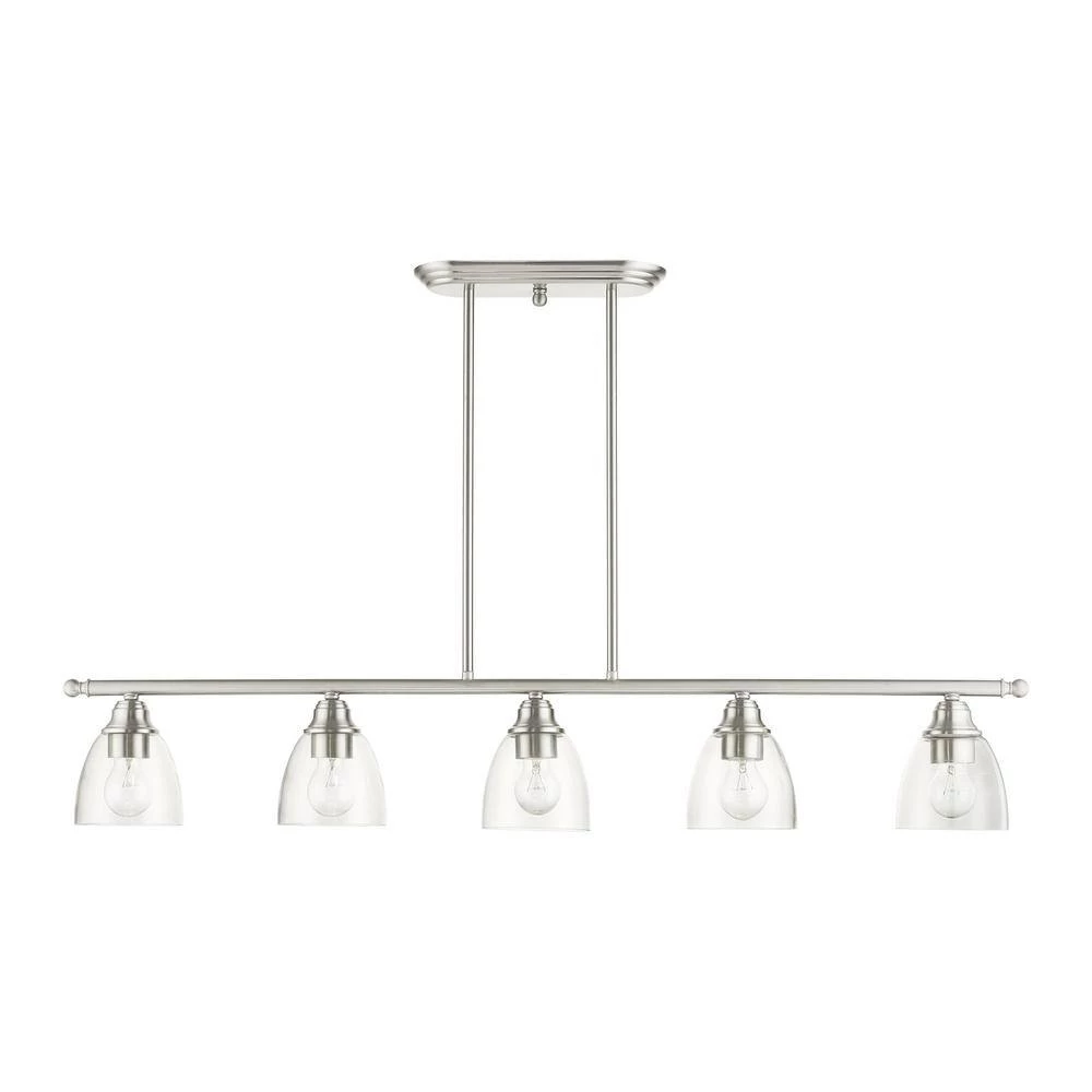 Montgomery 5 Light Brushed Nickel Linear Chandelier by Livex Lighting 5 Montgomery 5 Light Brushed Nickel Linear Chandelier by Livex Lighting - Image 5