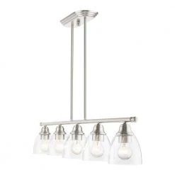 Montgomery 5 Light Brushed Nickel Linear Chandelier by Livex Lighting 19 Montgomery 5 Light Brushed Nickel Linear Chandelier by Livex Lighting -Livex Lighting shop brushed nickel livex lighting chandeliers 46338 91 fa 1000