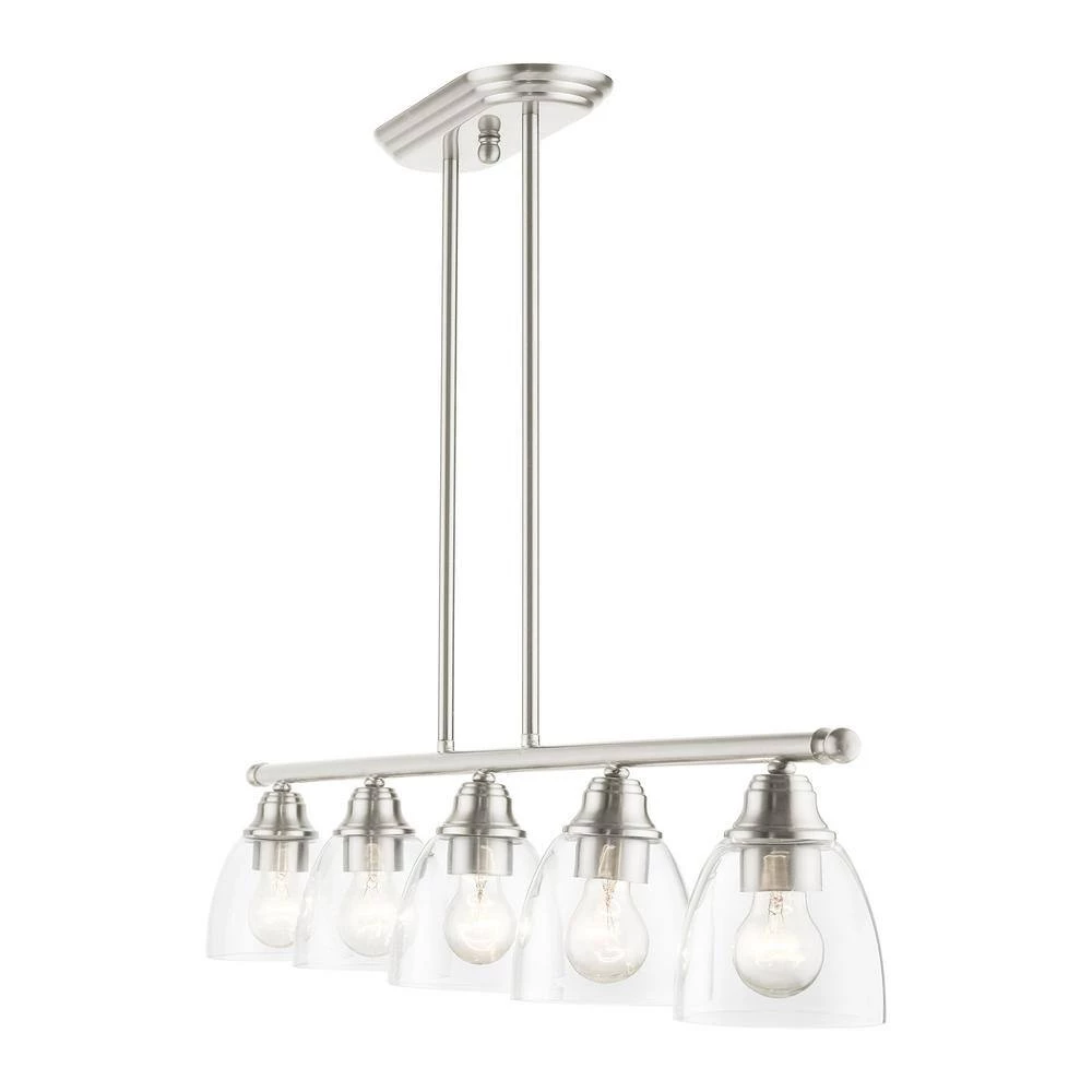 Montgomery 5 Light Brushed Nickel Linear Chandelier by Livex Lighting 9 Montgomery 5 Light Brushed Nickel Linear Chandelier by Livex Lighting - Image 9
