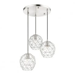 Geometrix 3 Light Brushed Nickel Pendant by Livex Lighting 18 Geometrix 3 Light Brushed Nickel Pendant by Livex Lighting -Livex Lighting shop brushed nickel livex lighting chandeliers 46593 91 1f 1000