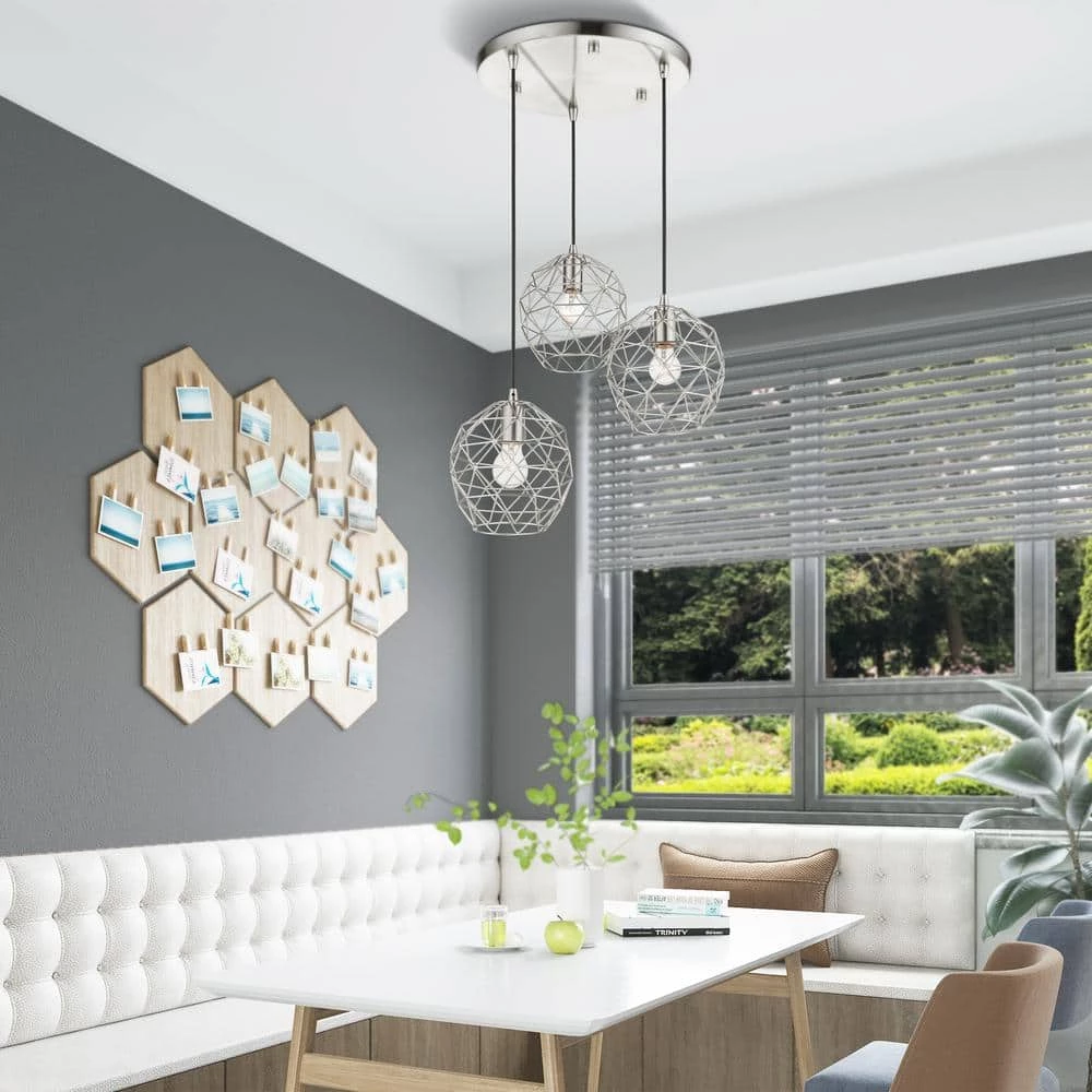 Geometrix 3 Light Brushed Nickel Pendant by Livex Lighting 3 Geometrix 3 Light Brushed Nickel Pendant by Livex Lighting - Image 3
