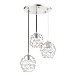 Geometrix 3 Light Brushed Nickel Pendant by Livex Lighting 17 Geometrix 3 Light Brushed Nickel Pendant by Livex Lighting -Livex Lighting shop brushed nickel livex lighting chandeliers 46593 91 4f 1000