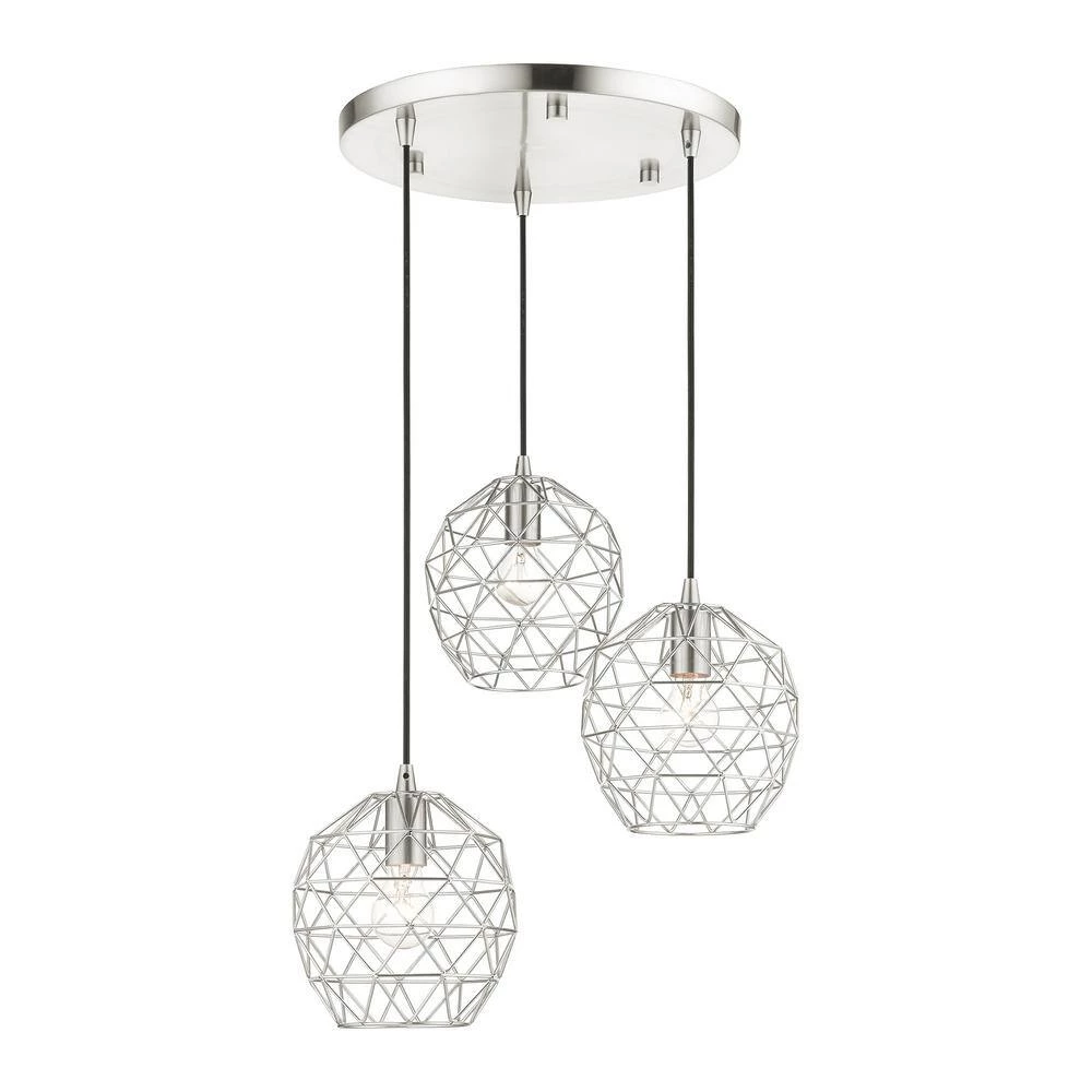 Geometrix 3 Light Brushed Nickel Pendant by Livex Lighting 7 Geometrix 3 Light Brushed Nickel Pendant by Livex Lighting - Image 7