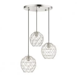 Geometrix 3 Light Brushed Nickel Pendant by Livex Lighting