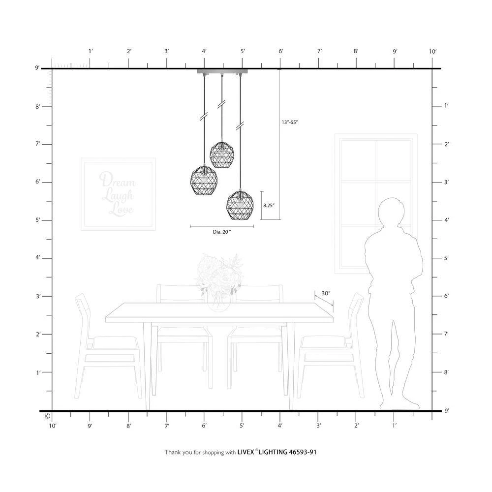 Geometrix 3 Light Brushed Nickel Pendant by Livex Lighting 4 Geometrix 3 Light Brushed Nickel Pendant by Livex Lighting - Image 4