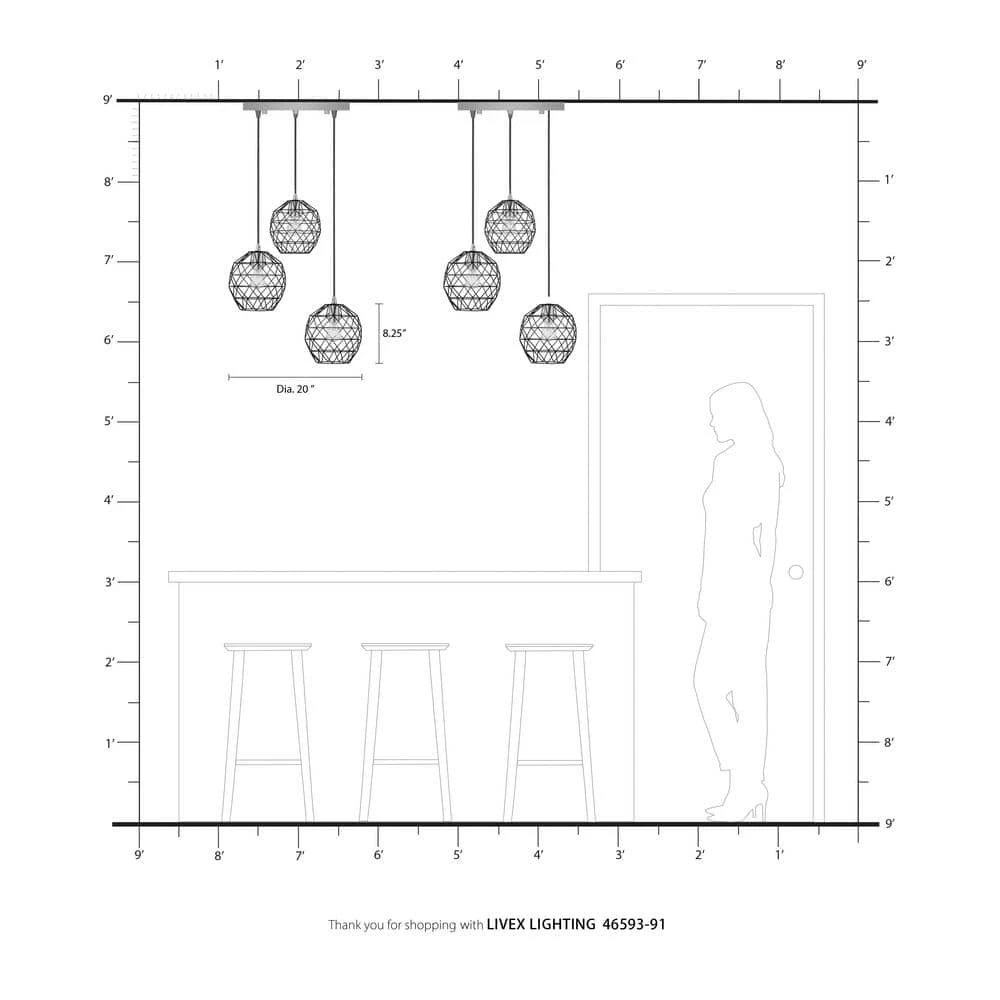 Geometrix 3 Light Brushed Nickel Pendant by Livex Lighting 5 Geometrix 3 Light Brushed Nickel Pendant by Livex Lighting - Image 5
