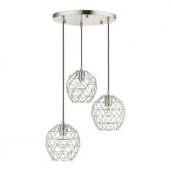 Geometrix 3 Light Brushed Nickel Pendant by Livex Lighting 16 Geometrix 3 Light Brushed Nickel Pendant by Livex Lighting -Livex Lighting shop brushed nickel livex lighting chandeliers 46593 91 c3 1000