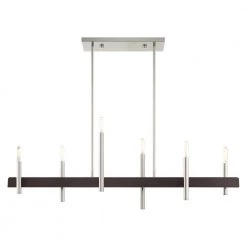 Denmark 6 Light Brushed Nickel with Bronze Accents Chandelier by Livex Lighting