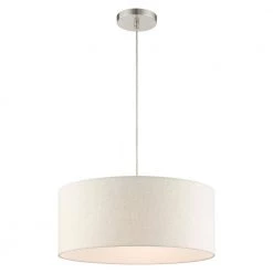 Meadow 3 Light Brushed Nickel Drum Pendant by Livex Lighting -Livex Lighting shop brushed nickel livex lighting chandeliers 49802 91 1f 1000