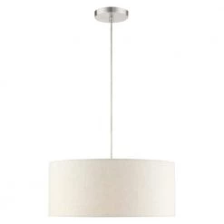 Meadow 3 Light Brushed Nickel Drum Pendant by Livex Lighting -Livex Lighting shop brushed nickel livex lighting chandeliers 49802 91 4f 1000