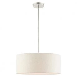 Meadow 3 Light Brushed Nickel Drum Pendant by Livex Lighting