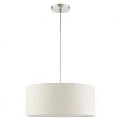 Meadow 3 Light Brushed Nickel Drum Pendant by Livex Lighting -Livex Lighting shop brushed nickel livex lighting chandeliers 49802 91 c3 1000