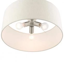 Meadow 3 Light Brushed Nickel Drum Pendant by Livex Lighting -Livex Lighting shop brushed nickel livex lighting chandeliers 49802 91 fa 1000