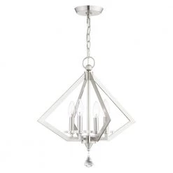 Diamond 4 Light Brushed Nickel Chandelier by Livex Lighting