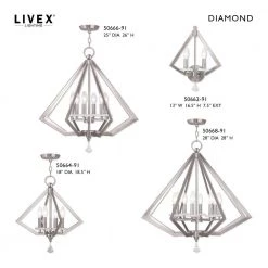 Diamond 4 Light Brushed Nickel Chandelier by Livex Lighting -Livex Lighting shop brushed nickel livex lighting chandeliers 50664 91 d4 1000