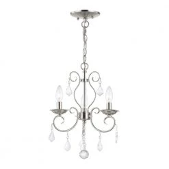 Donatella 3 Light Brushed Nickel Convertible Mini Chandelier/Ceiling Mount by Livex Lighting -Livex Lighting shop brushed nickel livex lighting chandeliers 50763 91 1f 1000
