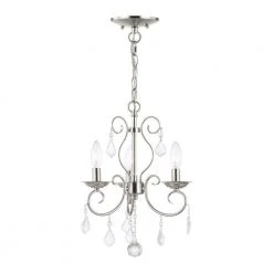 Donatella 3 Light Brushed Nickel Convertible Mini Chandelier/Ceiling Mount by Livex Lighting