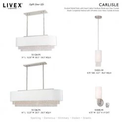 Carlisle 5 Light Brushed Nickel Linear Chandelier by Livex Lighting -Livex Lighting shop brushed nickel livex lighting chandeliers 51126 91 d4 1000