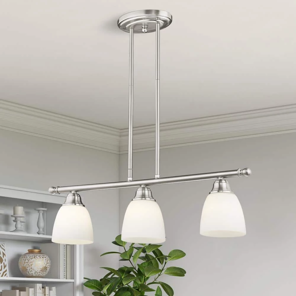 Somerville 3 Light Brushed Nickel Linear Chandelier by Livex Lighting 3 Somerville 3 Light Brushed Nickel Linear Chandelier by Livex Lighting - Image 3