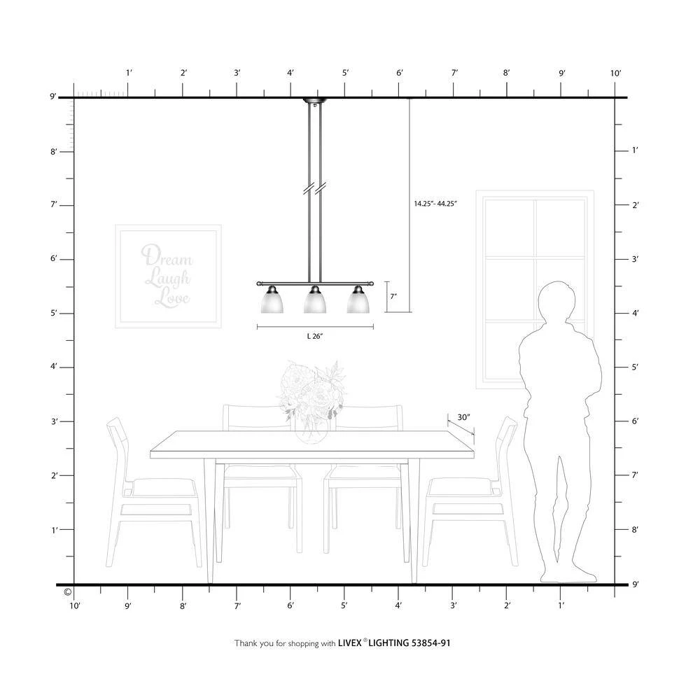 Somerville 3 Light Brushed Nickel Linear Chandelier by Livex Lighting 4 Somerville 3 Light Brushed Nickel Linear Chandelier by Livex Lighting - Image 4