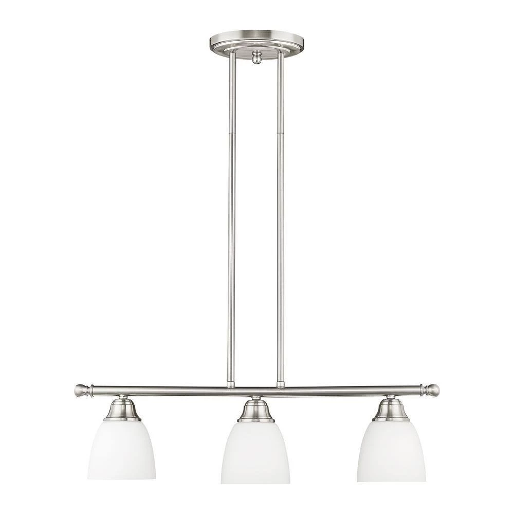 Somerville 3 Light Brushed Nickel Linear Chandelier by Livex Lighting 6 Somerville 3 Light Brushed Nickel Linear Chandelier by Livex Lighting - Image 6