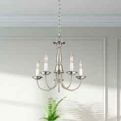Home Basics 5 Light Brushed Nickel Chandelier by Livex Lighting -Livex Lighting shop brushed nickel livex lighting chandeliers 6030 91 1d 1000