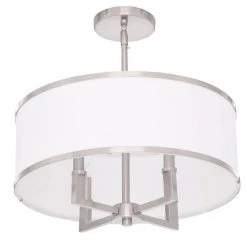 Park 4-Light Brushed Nickel Chandelier with Hand Crafted Off-White Fabric Hardback Shade by Livex Lighting -Livex Lighting shop brushed nickel livex lighting chandeliers 62615 91 66 1000