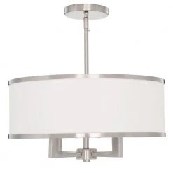 Park 4-Light Brushed Nickel Chandelier with Hand Crafted Off-White Fabric Hardback Shade by Livex Lighting -Livex Lighting shop brushed nickel livex lighting chandeliers 62615 91 a0 1000