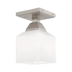 Aragon 1 Light Brushed Nickel Semi Flush Mount by Livex Lighting