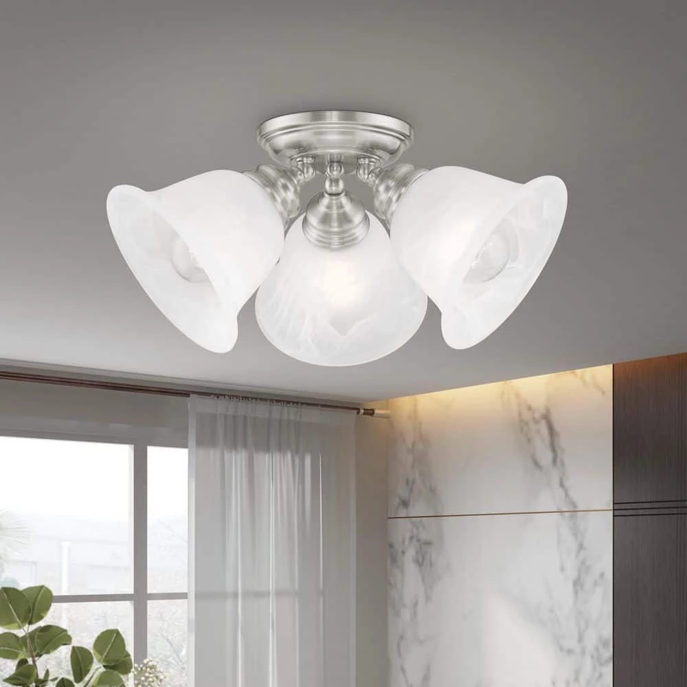 Essex 3 Light Brushed Nickel Flush Mount by Livex Lighting 5 Essex 3 Light Brushed Nickel Flush Mount by Livex Lighting - Image 5