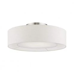 Ellsworth 21 in. 4-Light Brushed Nickel Semi-Flush Mount with Oatmeal Shade by Livex Lighting