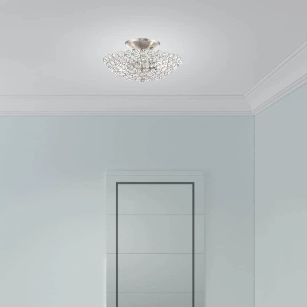 Cassandra 2 Light Brushed Nickel Semi Flush Mount by Livex Lighting 5 Cassandra 2 Light Brushed Nickel Semi Flush Mount by Livex Lighting - Image 5