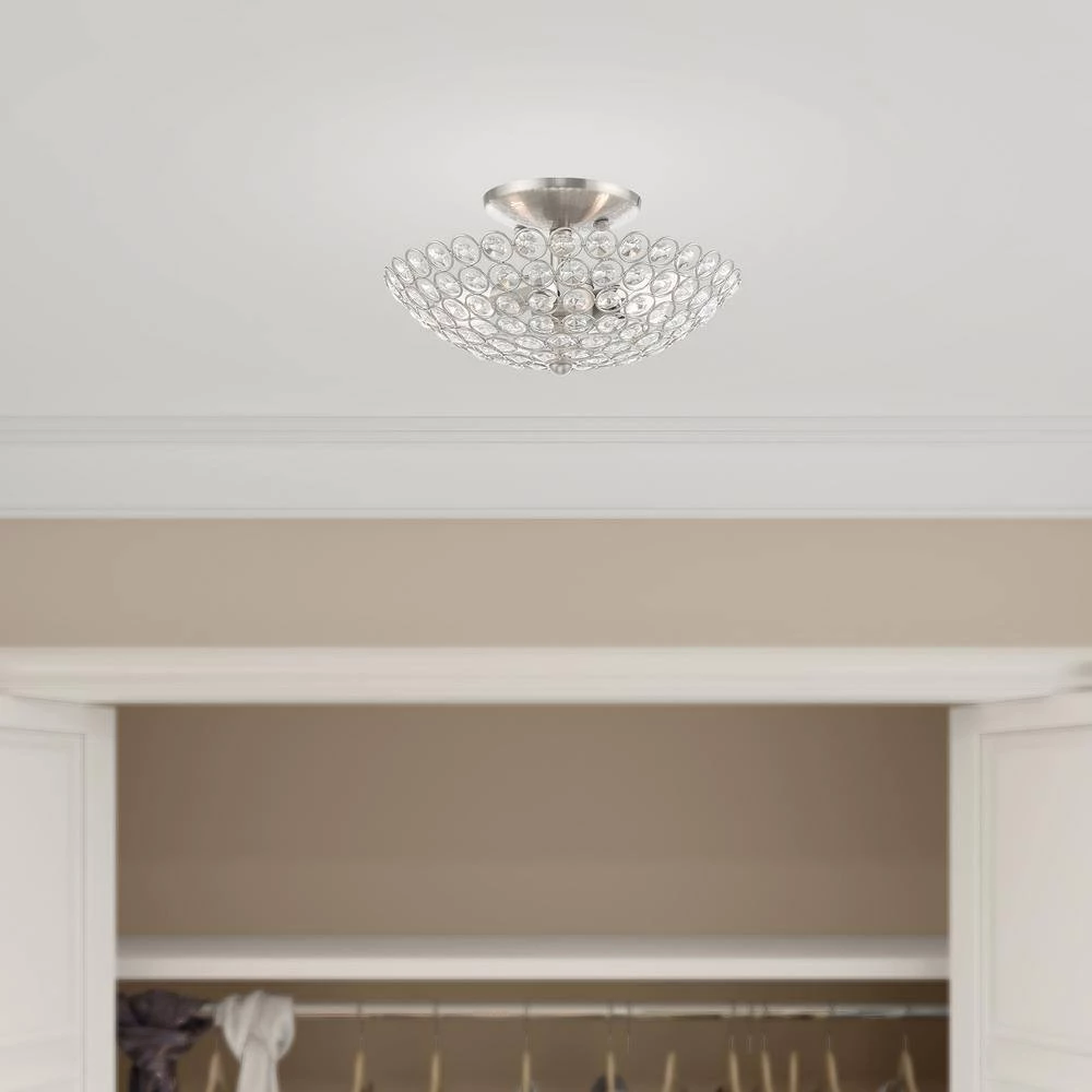 Cassandra 2 Light Brushed Nickel Semi Flush Mount by Livex Lighting 3 Cassandra 2 Light Brushed Nickel Semi Flush Mount by Livex Lighting - Image 3
